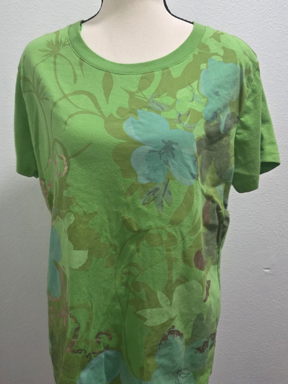 Green Floral Short Sleeve Crewneck Tee